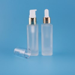 Square shaped glass lotion bottle