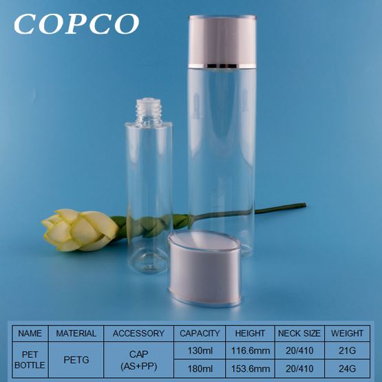COPCO offers PETG bottles with double-wall AS cap for toner or serum