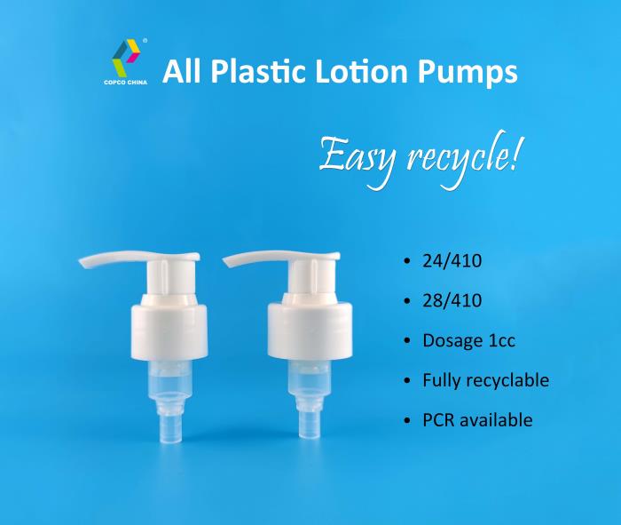 COPCOs 100% recyclable all-plastic lotion pumps